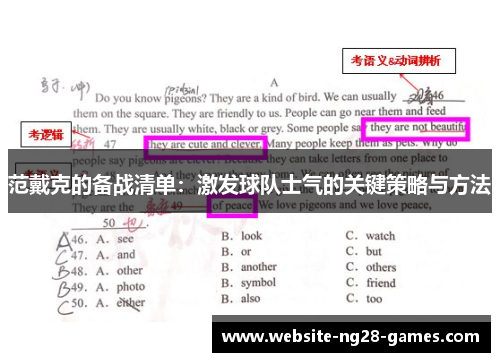 范戴克的备战清单：激发球队士气的关键策略与方法